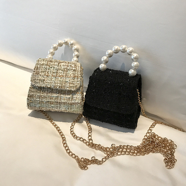 Geanta de dama eleganta in doua culori cu perle