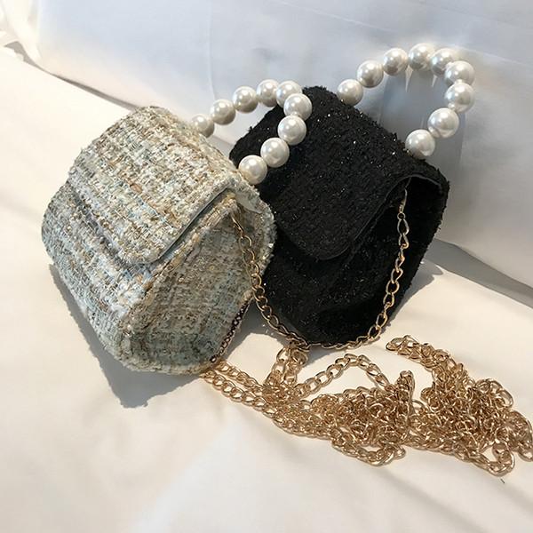 Geanta de dama eleganta in doua culori cu perle