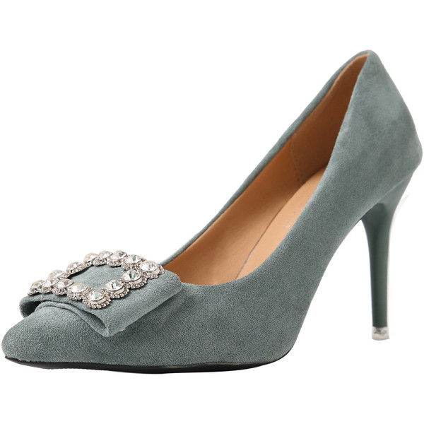 Pantofi eleganti de dama cu toc subtire si decor in mai multe culori