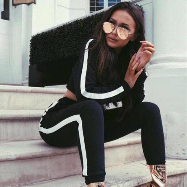 Γυναικείο σετ παντελόνι και μπλούζα με μακριά μανίκια σε δύο χρώματα