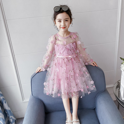 Rochie moderna pentru copii in roz cu motive florale