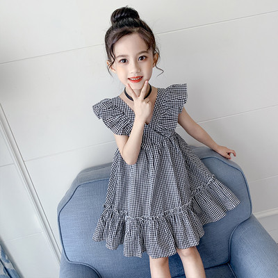 Модерна детска карирана рокля в червен и черен цват - разкроен модел