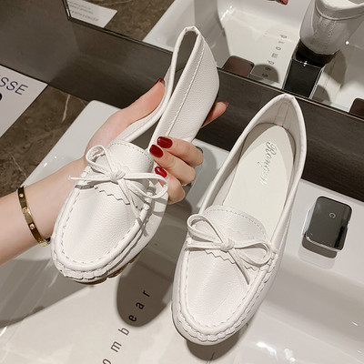 Mocasini eleganti de dama din piele ecologica cu panglica in mai multe culori