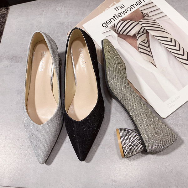 Pantofi eleganti de dama cu toc stralucitor in mai multe culori