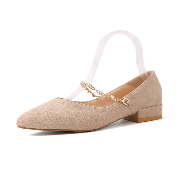 Pantofi moderni de dama cu talpa plate si lant metalic in negru si bej