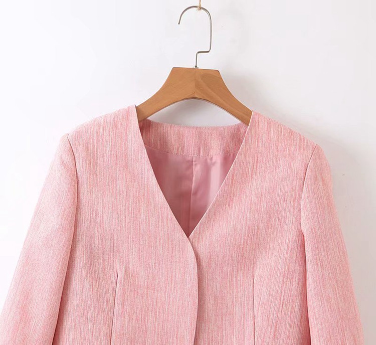 Дамско елегантно сако с дълъг ръкав в розов цвят