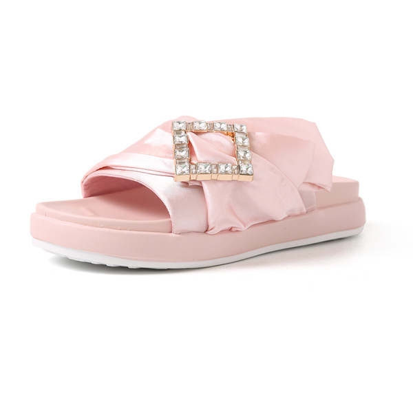 Γυναικείες  μοντέρνες παντόφλες με διακόσμηση σε μαύρο και ροζ χρώμα