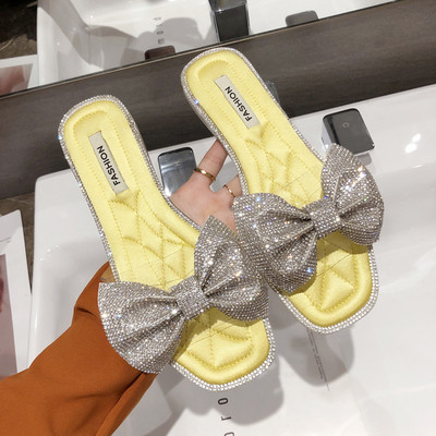 Γυναικείες παντόφλες με λαμπερή κορδέλα σε τρία χρώματα