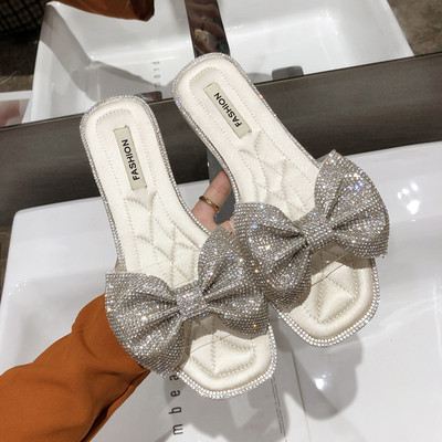 Γυναικείες παντόφλες με λαμπερή κορδέλα σε τρία χρώματα