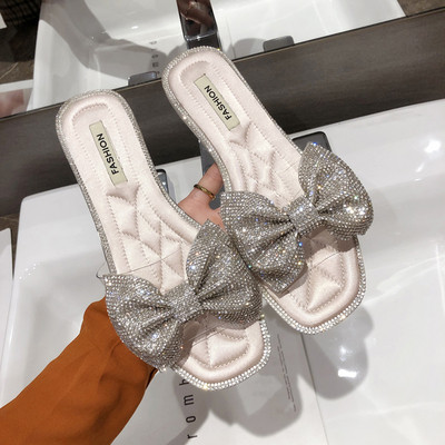 Γυναικείες παντόφλες με λαμπερή κορδέλα σε τρία χρώματα