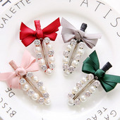 Ac de păr de damă în trei culori cu perle și panglică