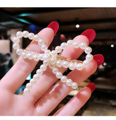 Актуална дамска фиба в бял цвят с перли