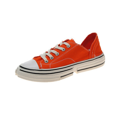 Casual γυναικεία παπούτσια με ίσια πέλματα σε λευκό και πορτοκαλί χρώμα