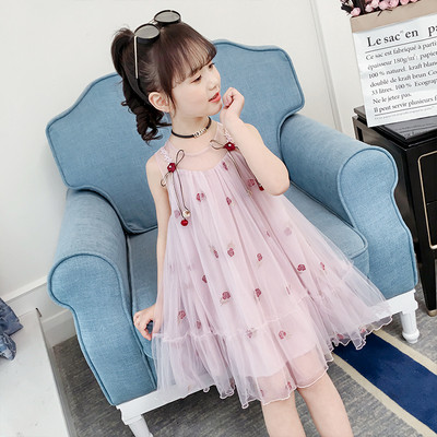 Актуална детска рокля за момичета в розов цвят с тюл - разкроен модел