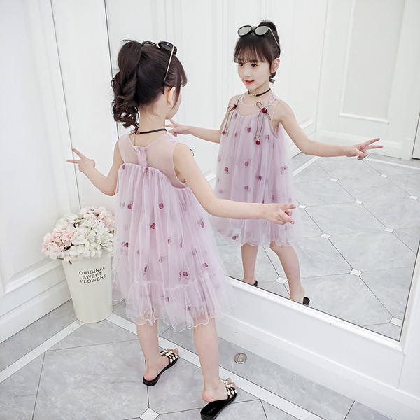 Rochie de copii actuala pentru fete in roz cu tul - model croiat