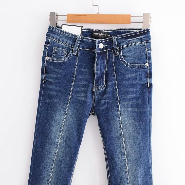 Blugi Charleston de dama de culoare albastra