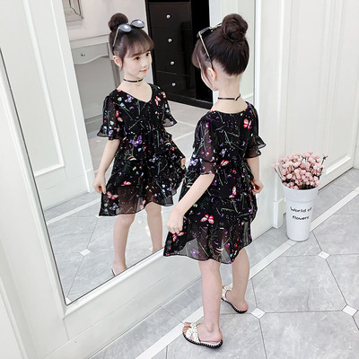 Rochie modernă pentru copii pentru fete în două culori - negru și roz