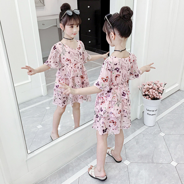 Rochie modernă pentru copii pentru fete în două culori - negru și roz