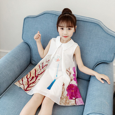 Модерна детска разкроена рокля за момичета в два цвята - разкроен модел
