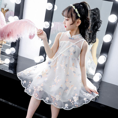 Стилна детска рокля за момичета с флорален мотив в два цвята