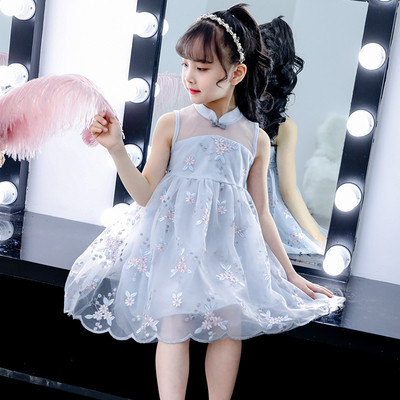 Rochie eleganta pentru copii pentru fete cu motiv floral in doua culori