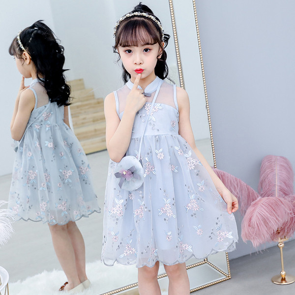 Rochie eleganta pentru copii pentru fete cu motiv floral in doua culori