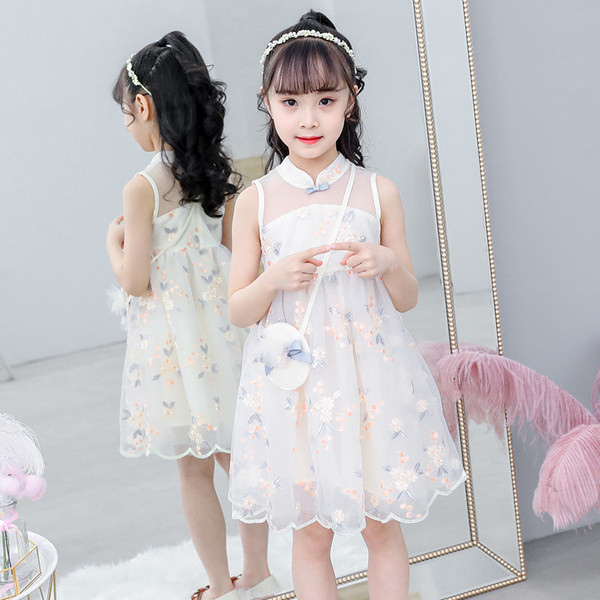 Rochie eleganta pentru copii pentru fete cu motiv floral in doua culori