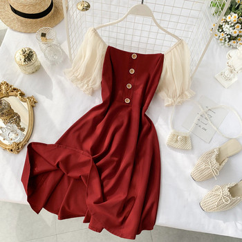 Rochie de dama cu nasturi in doua culori