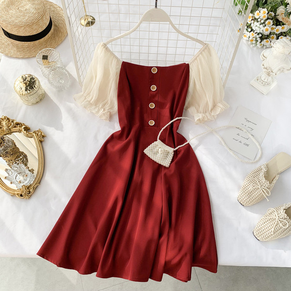 Rochie de dama cu nasturi in doua culori