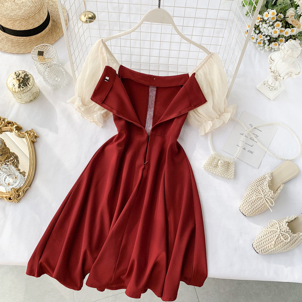 Rochie de dama cu nasturi in doua culori