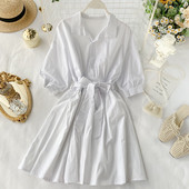 Rochie de dama cu maneci 3/4 de culoare alba