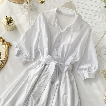 Rochie de dama cu maneci 3/4 de culoare alba