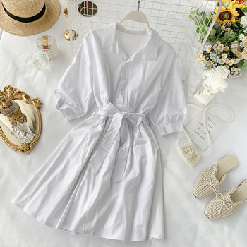 Rochie de dama cu maneci 3/4 de culoare alba