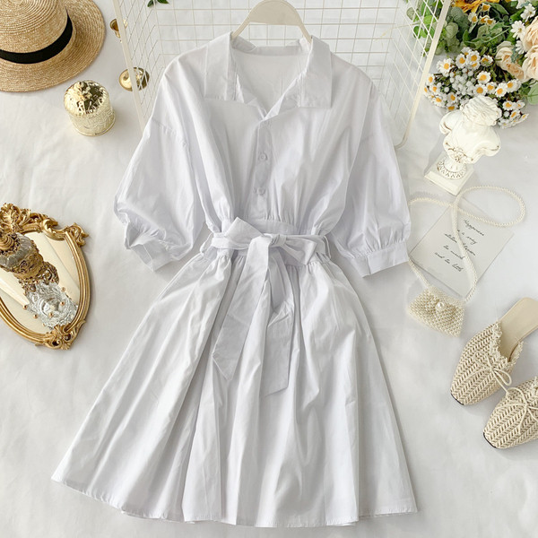 Rochie de dama cu maneci 3/4 de culoare alba