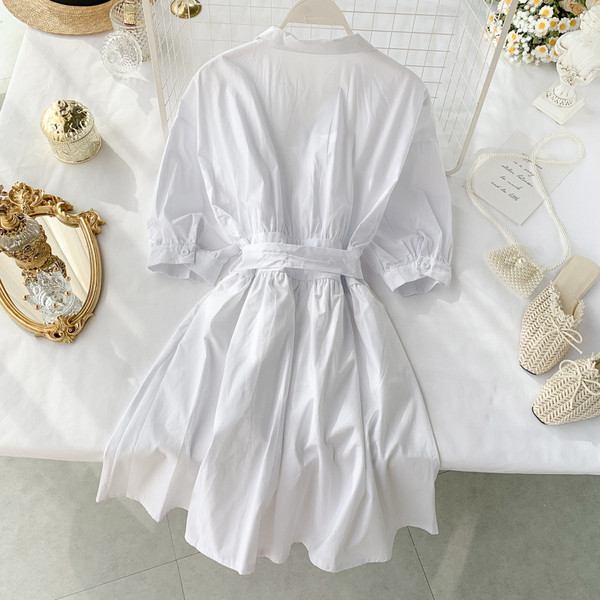 Rochie de dama cu maneci 3/4 de culoare alba