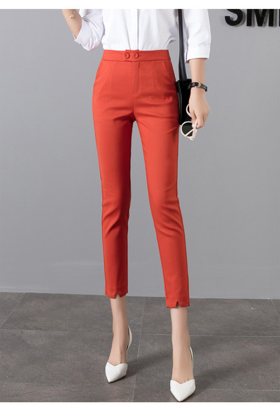 Модерен дамски панталон с копчета в три цвята