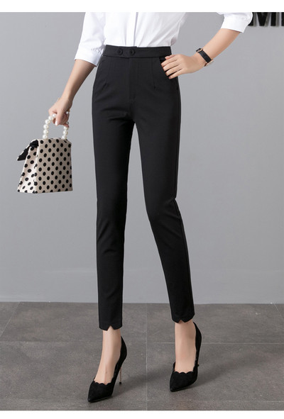 Модерен дамски панталон с копчета в три цвята