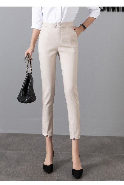 Модерен дамски панталон с копчета в три цвята