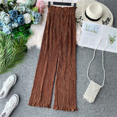 Pantaloni de dama plisati actuali model lat cu talie inalta in mai multe culori