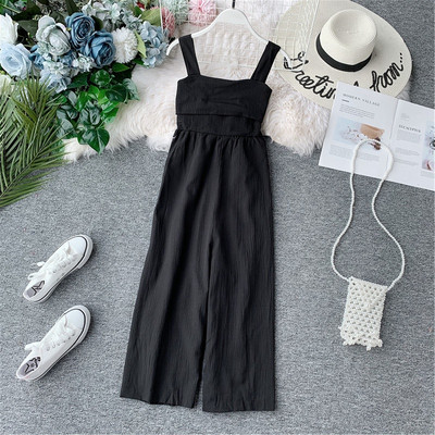 Κορυφαίες γυναικείες ολόσωμες φόρμες με φαρδιές λωρίδες και κορδέλα σε μαύρο και κόκκινο χρώμα