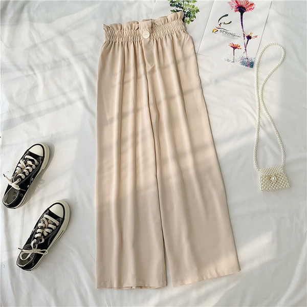 Pantaloni casual dama model lat cu talie inalta in mai multe culori