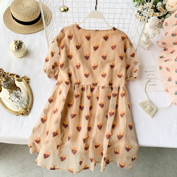 Дамска рокля с бродерия в два цвята