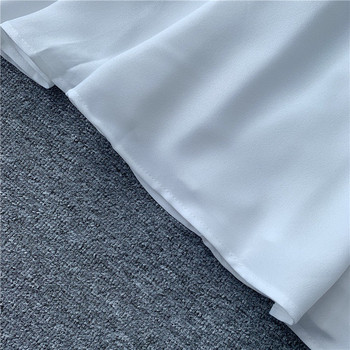 Rochie lunga de dama cu bretele subtiri in rosu si alb