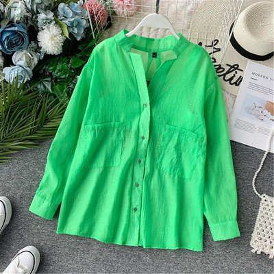 Cămașă de damă modernă model larg cu mâneci lungi în mai multe culori