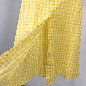 Rochie scurta dama in carouri cu bretele subtiri