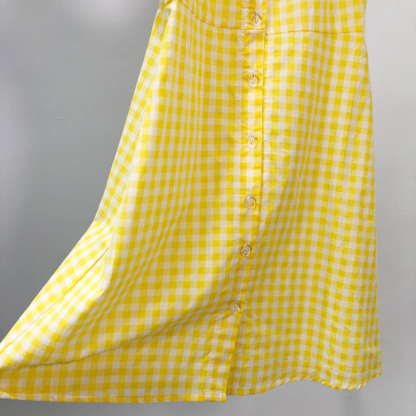 Rochie scurta dama in carouri cu bretele subtiri