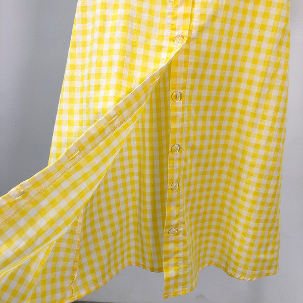 Rochie scurta dama in carouri cu bretele subtiri