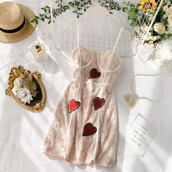 Rochie eleganta de dama cu dantela si paiete