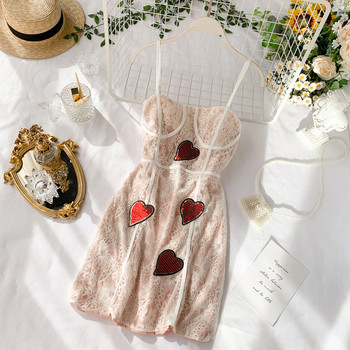 Rochie eleganta de dama cu dantela si paiete