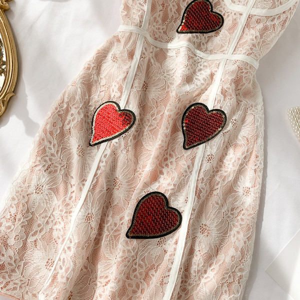 Rochie eleganta de dama cu dantela si paiete